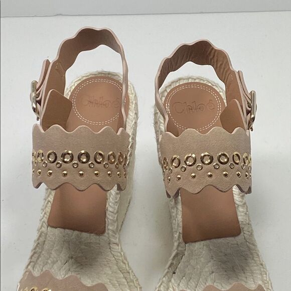 Chloe suede Espadrille Platform Wedge Sandals - Picture 6 of 10